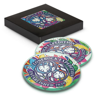 Agogo Venice Glass Coaster Set of 2 Round - Full Colour - 120165