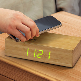 Agogo Bamboo Wireless Charging Clock - 121419