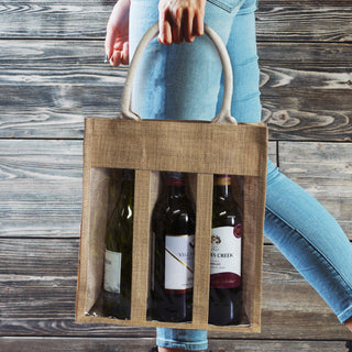 Printwear Serena Jute Triple Wine Carrier - 122951