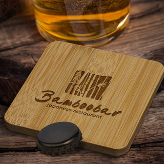 Agogo Bamboo Bottle Opener Coaster - Square - 125939