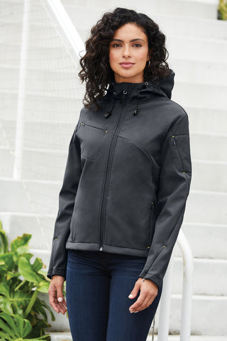 Port Authority Ladies Textured Hooded Soft Shell Jacket - L706