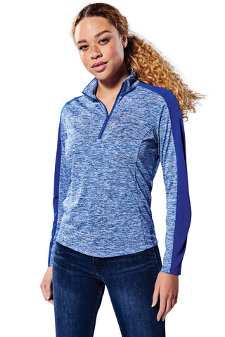 Sport-Tek Ladies PosiCharge Electric Heather Colorblock 1/4-Zip Pullover - LST397