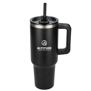 Printwear Pinnacle Recycled Travel Tumbler with Straw 40oz (Black)