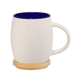 Printwear Hearth Ceramic Mug with Wood Lid/Coaster 15oz (Wblue)