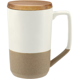 Printwear Tahoe Tea & Coffee Ceramic Mug with Wood Lid 16oz (White)