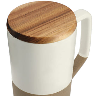 Printwear Tahoe Tea & Coffee Ceramic Mug with Wood Lid 16oz (White)