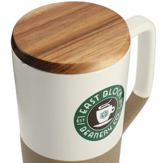 Printwear Tahoe Tea & Coffee Ceramic Mug with Wood Lid 16oz (White)