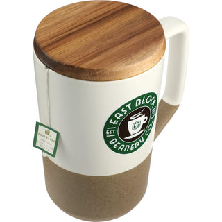 Printwear Tahoe Tea & Coffee Ceramic Mug with Wood Lid 16oz (White)