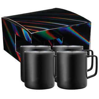 Printwear Rover Camp Mug 14oz Powder coated 4 in 1 Gift Set (Black)