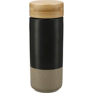 Printwear Arlo Ceramic Tumbler with Bamboo lid 11oz (Black)