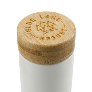 Printwear Arlo Ceramic Tumbler with Bamboo lid 11oz (White)