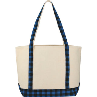 Printwear Buffalo Plaid 18oz Cotton Boat Tote (Blue/Black)