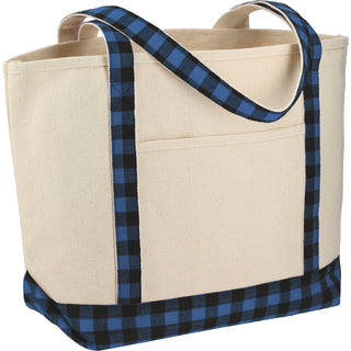 Printwear Buffalo Plaid 18oz Cotton Boat Tote (Blue/Black)