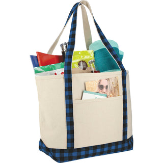 Printwear Buffalo Plaid 18oz Cotton Boat Tote (Blue/Black)