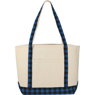 Printwear Buffalo Plaid 18oz Cotton Boat Tote (Blue/Black)