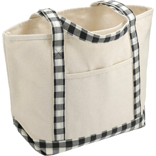 Printwear Buffalo Plaid 18oz Cotton Boat Tote (Gray/Black)