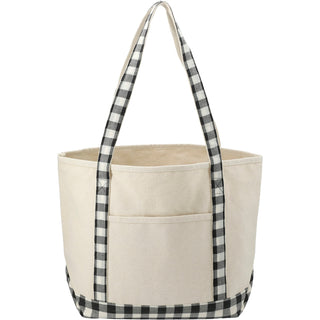 Printwear Buffalo Plaid 18oz Cotton Boat Tote (Gray/Black)