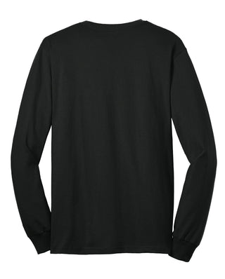 Gildan Ultra Cotton 100% US Cotton Long Sleeve T-Shirt with Pocket (Black)