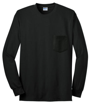 Gildan Ultra Cotton 100% US Cotton Long Sleeve T-Shirt with Pocket (Black)