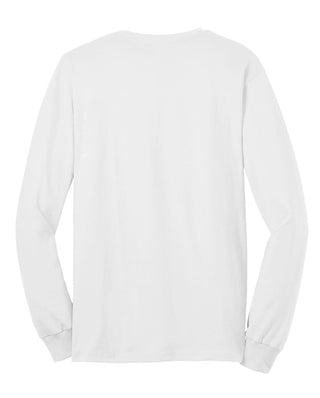 Gildan Ultra Cotton 100% US Cotton Long Sleeve T-Shirt with Pocket (White)