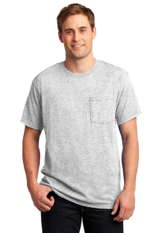 Jerzees Dri-Power 50/50 Cotton/Poly Pocket T-Shirt (Ash)