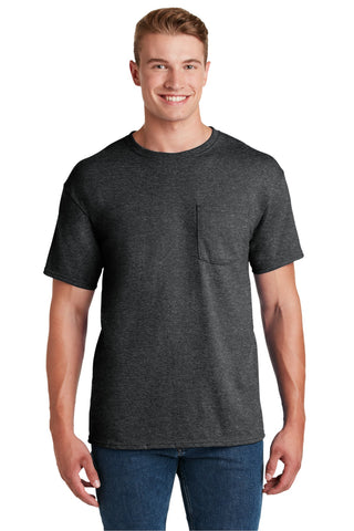 Jerzees Dri-Power 50/50 Cotton/Poly Pocket T-Shirt (Black Heather)