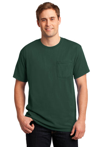 Jerzees Dri-Power 50/50 Cotton/Poly Pocket T-Shirt (Forest Green)