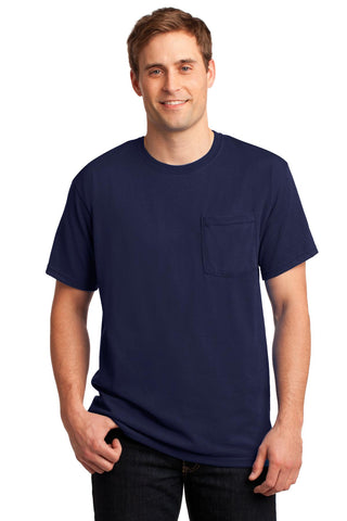 Jerzees Dri-Power 50/50 Cotton/Poly Pocket T-Shirt (Navy)