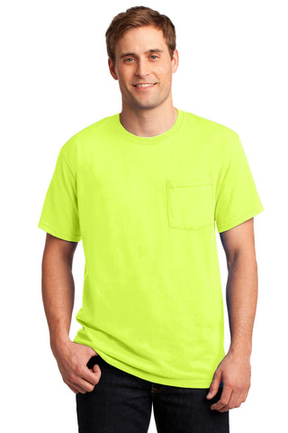 Jerzees Dri-Power 50/50 Cotton/Poly Pocket T-Shirt (Safety Green)