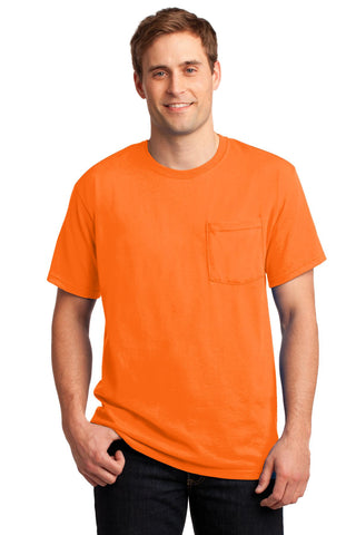 Jerzees Dri-Power 50/50 Cotton/Poly Pocket T-Shirt (Safety Orange)