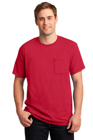 Jerzees Dri-Power 50/50 Cotton/Poly Pocket T-Shirt (True Red)