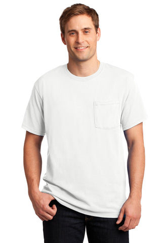 Jerzees Dri-Power 50/50 Cotton/Poly Pocket T-Shirt (White)