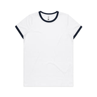 AS Colour Womens Maple Ringer Tee (White/Navy)