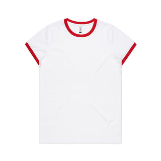 AS Colour Womens Maple Ringer Tee (White/Red)