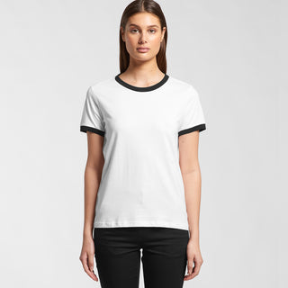 AS Colour Womens Maple Ringer Tee (White/Black)