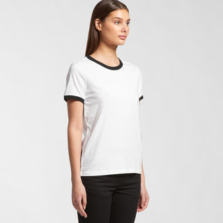 AS Colour Womens Maple Ringer Tee (White/Black)