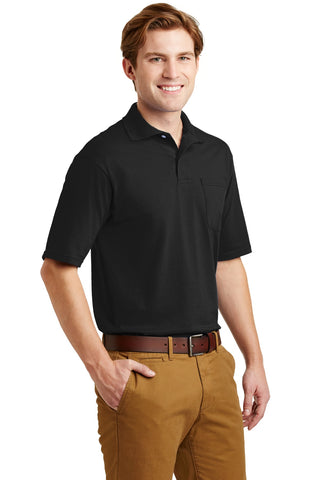 Jerzees SpotShield 5.4-Ounce Jersey Knit Sport Shirt with Pocket (Black)