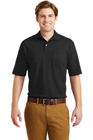 Jerzees SpotShield 5.4-Ounce Jersey Knit Sport Shirt with Pocket (Black)