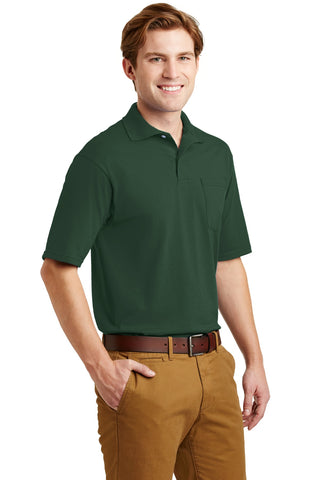 Jerzees SpotShield 5.4-Ounce Jersey Knit Sport Shirt with Pocket (Forest Green)