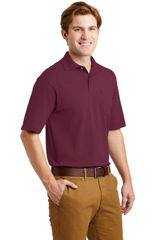 Jerzees SpotShield 5.4-Ounce Jersey Knit Sport Shirt with Pocket (Maroon)