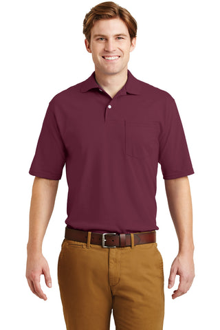 Jerzees SpotShield 5.4-Ounce Jersey Knit Sport Shirt with Pocket (Maroon)