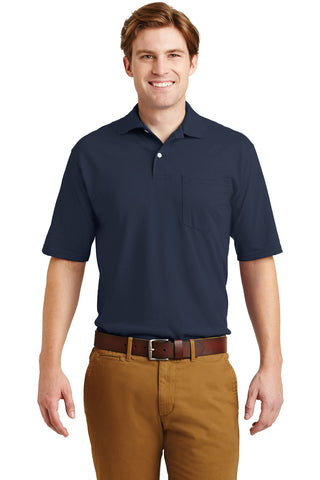 Jerzees SpotShield 5.4-Ounce Jersey Knit Sport Shirt with Pocket (Navy)