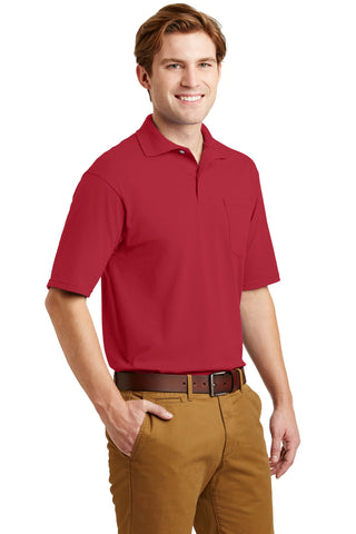 Jerzees SpotShield 5.4-Ounce Jersey Knit Sport Shirt with Pocket (True Red)