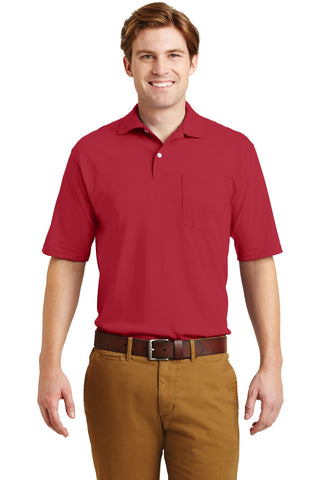 Jerzees SpotShield 5.4-Ounce Jersey Knit Sport Shirt with Pocket (True Red)