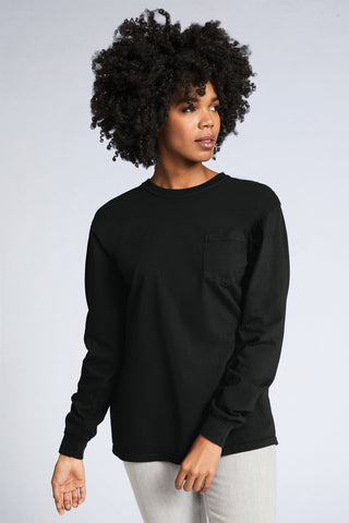 COMFORT COLORS Heavyweight Ring Spun Long Sleeve Pocket Tee (White)