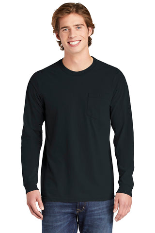 COMFORT COLORS Heavyweight Ring Spun Long Sleeve Pocket Tee (Black)