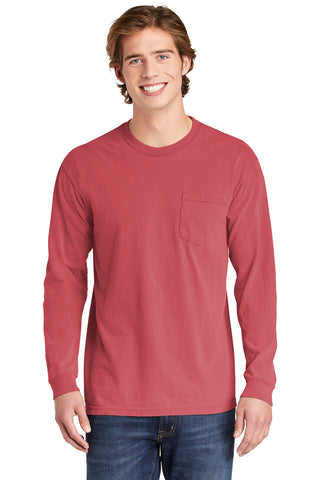 COMFORT COLORS Heavyweight Ring Spun Long Sleeve Pocket Tee (Crimson)