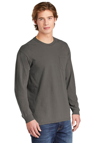 COMFORT COLORS Heavyweight Ring Spun Long Sleeve Pocket Tee (Grey)