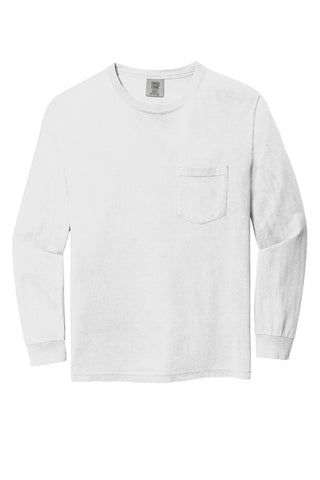 COMFORT COLORS Heavyweight Ring Spun Long Sleeve Pocket Tee (White)