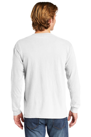 COMFORT COLORS Heavyweight Ring Spun Long Sleeve Pocket Tee (White)